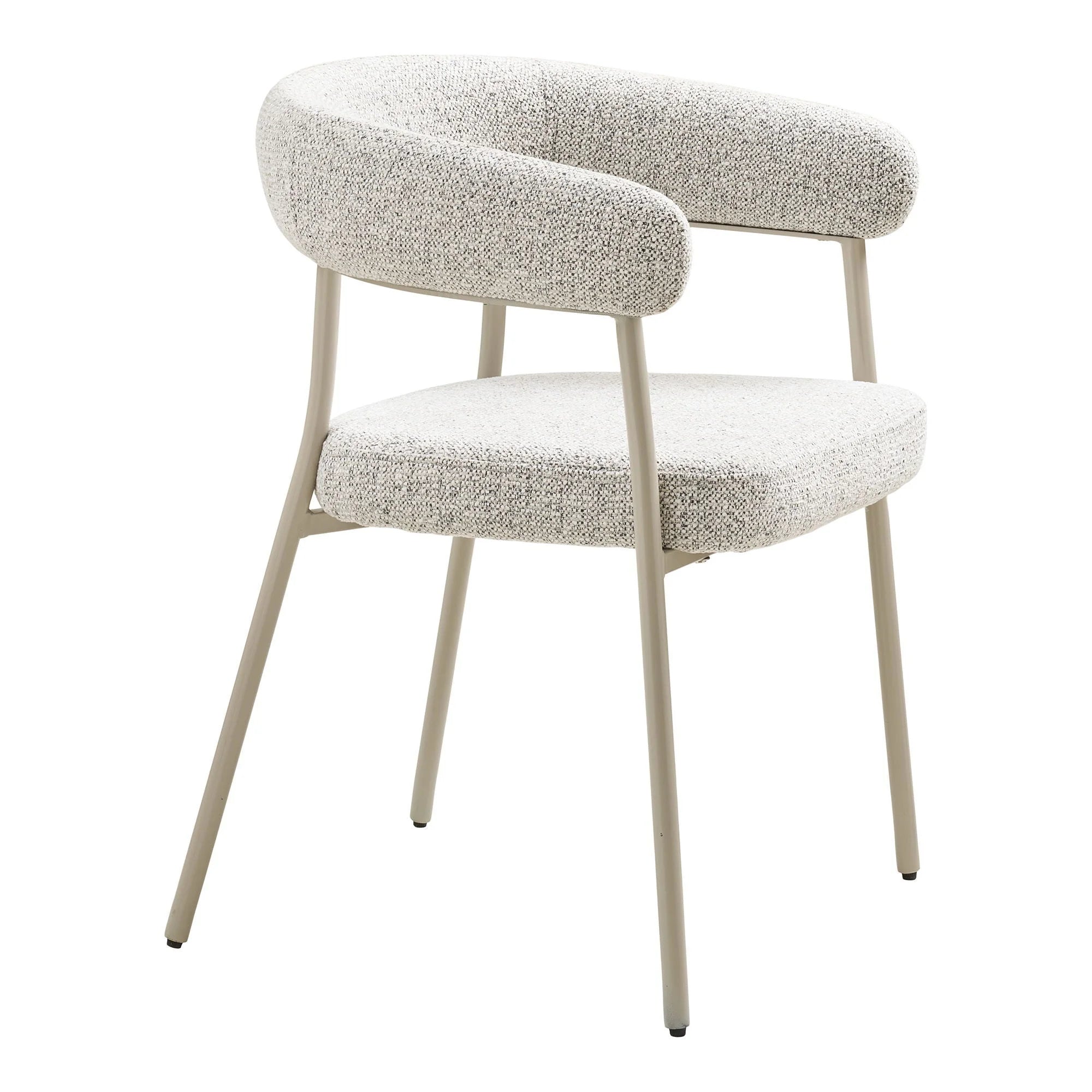 Lot de 2 chaises salle à manger en tissu bouclé sable avec accoudoirs beige rembourrés et pieds métal