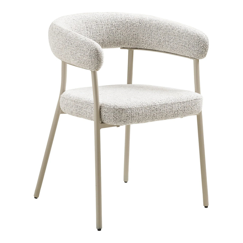 Chaise salle à manger en tissu bouclé sable avec accoudoirs – Lot de 2