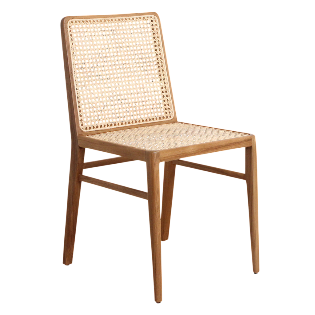 Stuhl aus Teakholz mit Rattangeflecht für das Esszimmer – 2er-Set