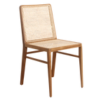Stuhl aus Teakholz mit Rattangeflecht für das Esszimmer – 2er-Set