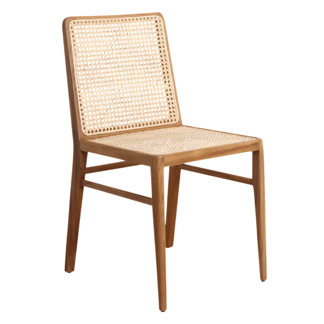 Stuhl aus Teakholz mit Rattangeflecht für das Esszimmer – 2er-Set