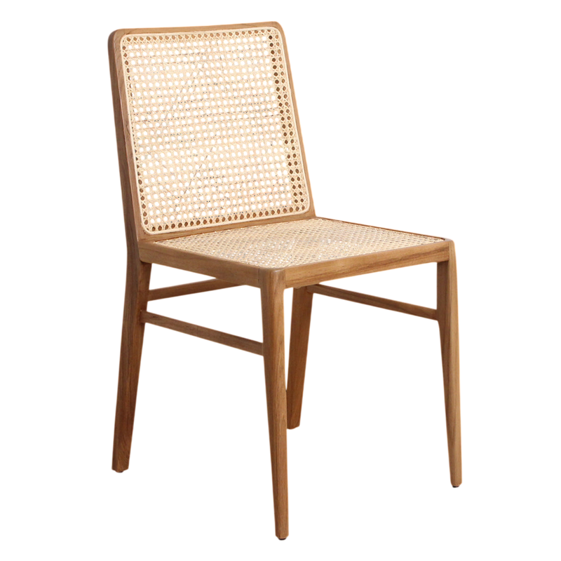 Stuhl aus Teakholz mit Rattangeflecht für das Esszimmer – 2er-Set