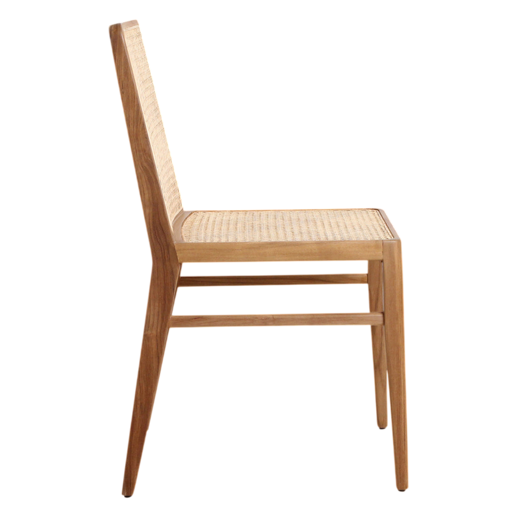 Stuhl aus Teakholz mit Rattangeflecht für das Esszimmer – 2er-Set