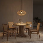 Stuhl aus Teakholz mit Rattangeflecht für das Esszimmer – 2er-Set