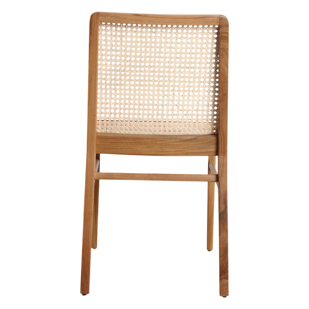 Stuhl aus Teakholz mit Rattangeflecht für das Esszimmer – 2er-Set