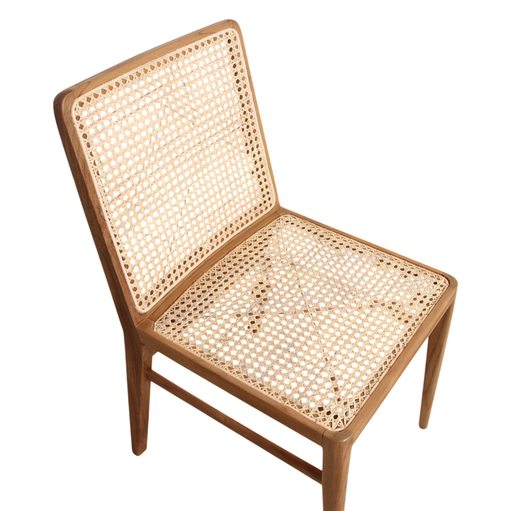 Stuhl aus Teakholz mit Rattangeflecht für das Esszimmer – 2er-Set