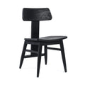 Chaise en teck noir mat distressed avec dossier rectangulaire pour salle à manger
