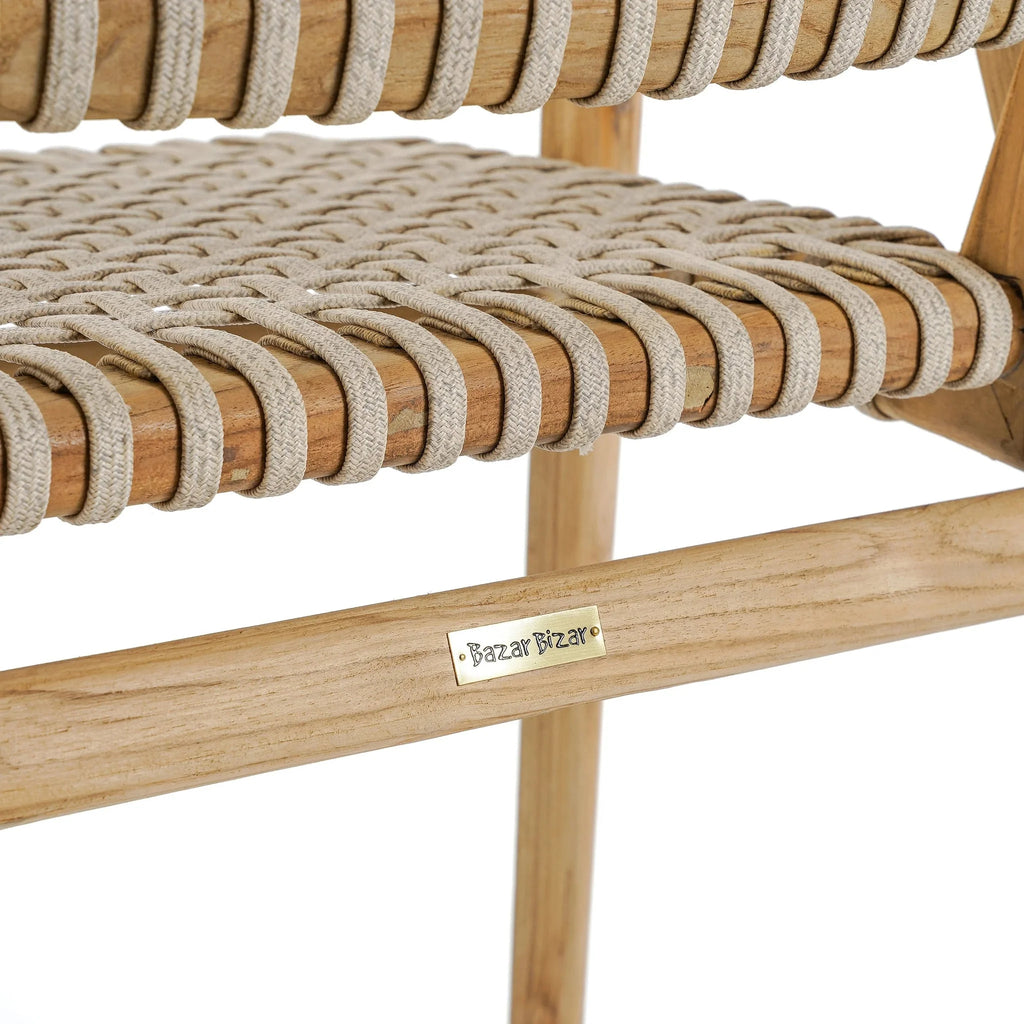 Chaise en teck recyclé avec accoudoirs – Naturel – 54x52 cm
