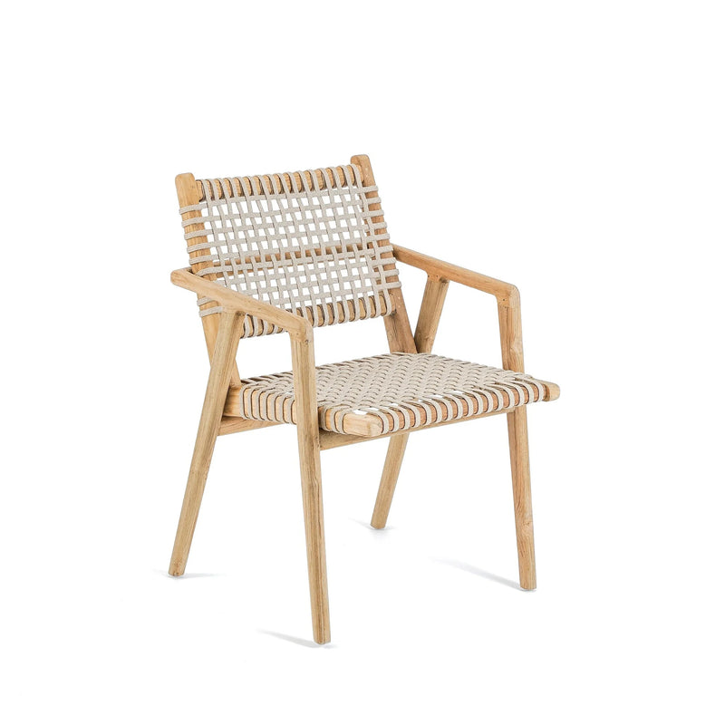 Stuhl aus recyceltem Teak mit Armlehnen – Natur – 54x52 cm