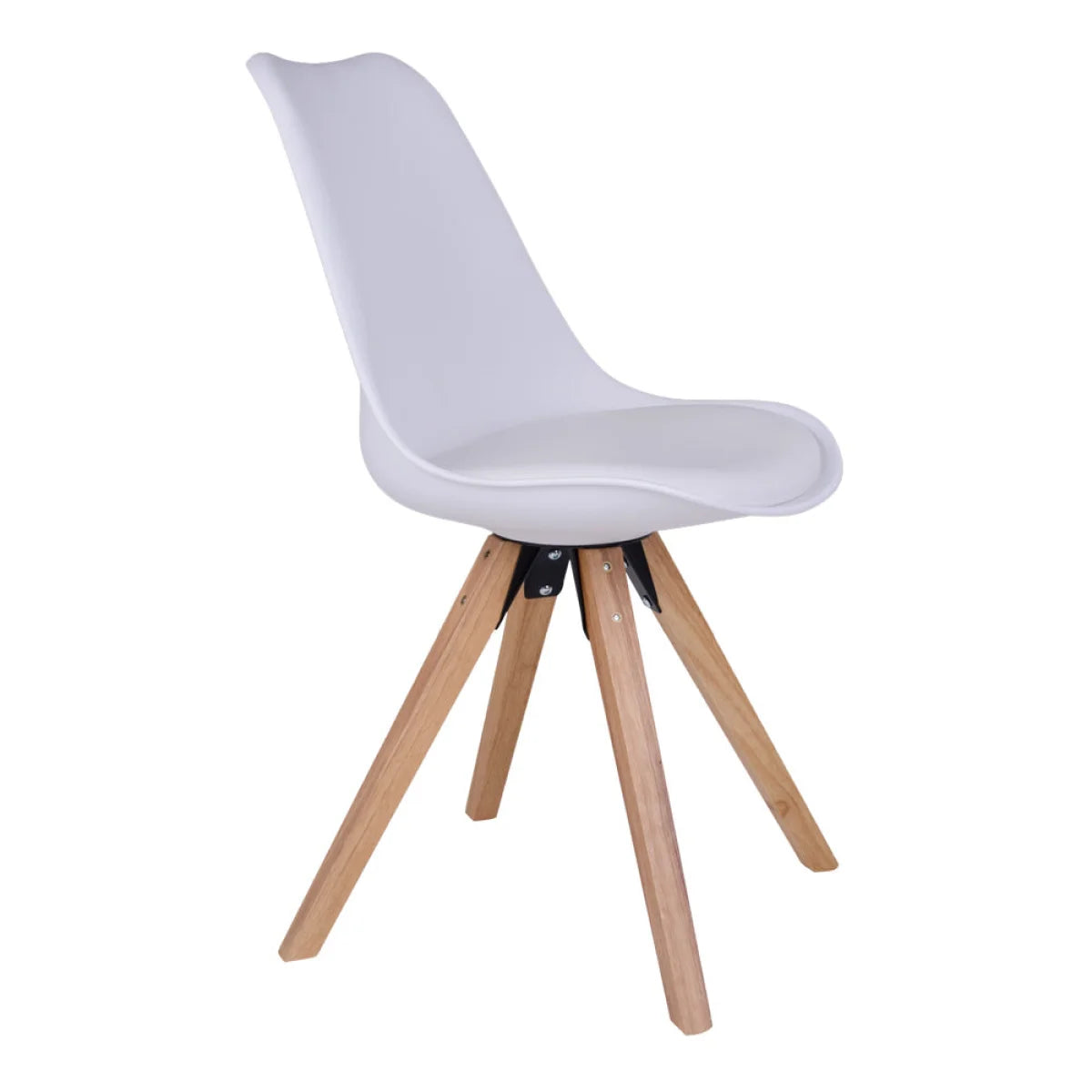 Chaise de salle à manger blanche moulée pieds bois clair set 2