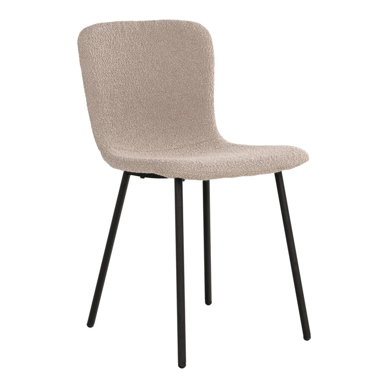 Stühle aus Bouclé-Stoff in Beige mit schwarzen Beinen – 4er-Set
