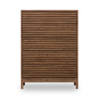 Commode rectangulaire en bois brun noyer 132x107 cm, 5 portes ajourées