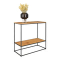 Console bois et métal noir avec 2 étagères – 80x36 cm