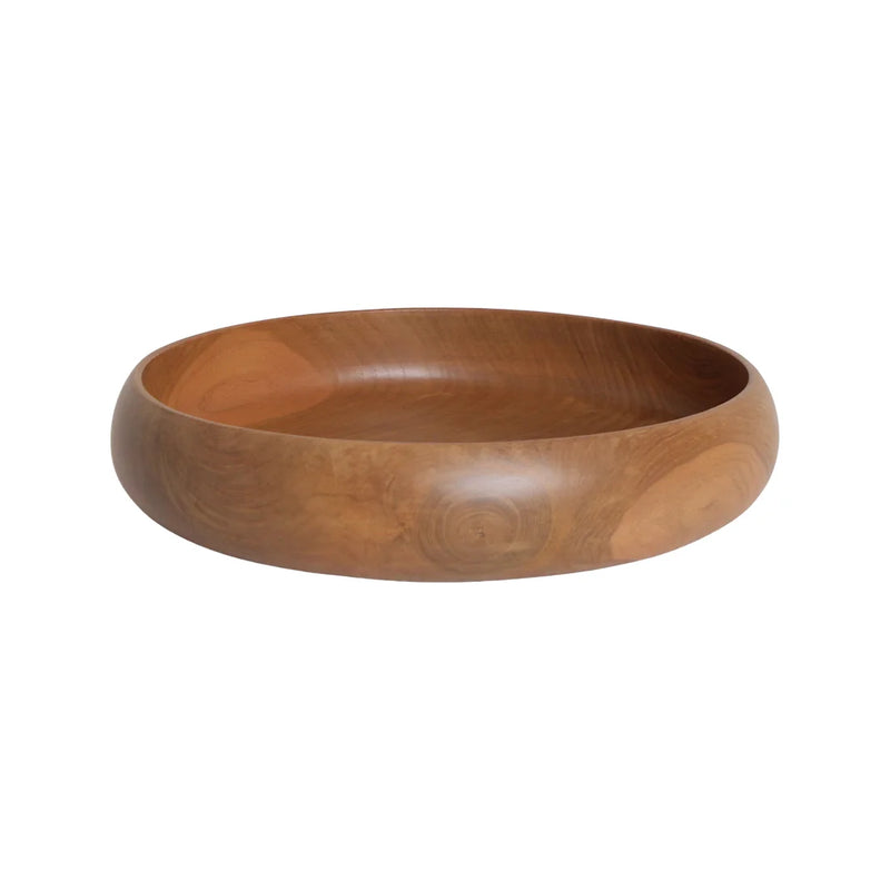 Runde Dekoschale aus massivem Teak mit natürlicher Oberfläche – Ø37 cm