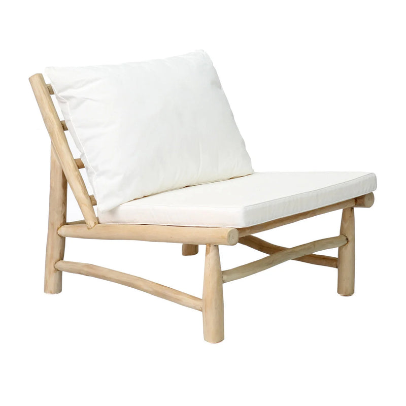 Sitzkissen aus weißer Baumwolle für niedrigen Lounge-Sessel aus Naturholz – 77x83 cm