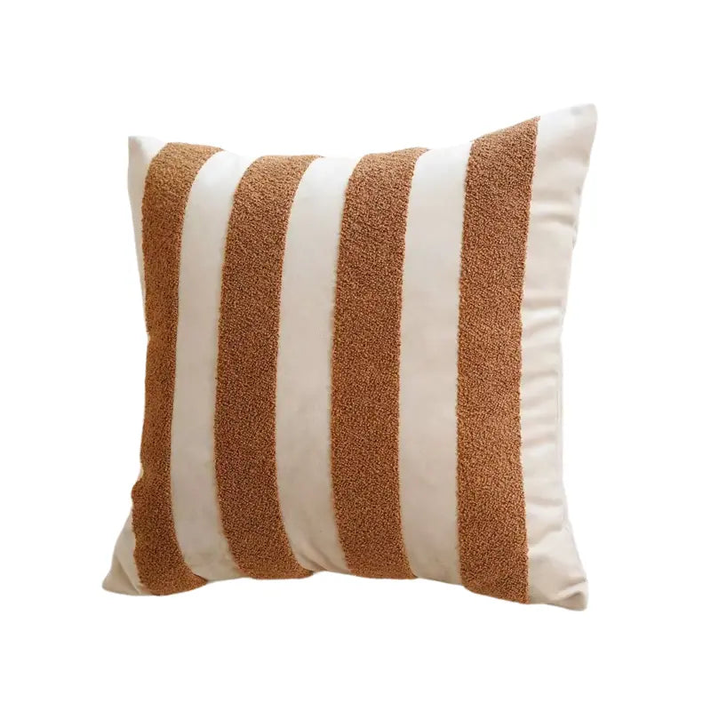 Boho-Kissen mit Streifen in Beige