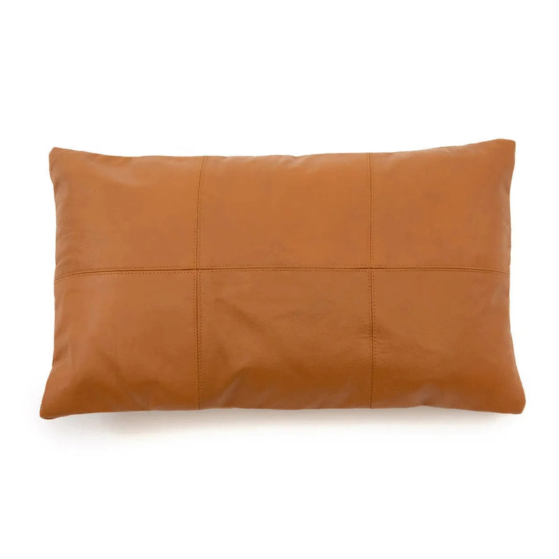 Rechteckiges Kissen aus Leder in Camel 30x50 cm – Sechs Segmente