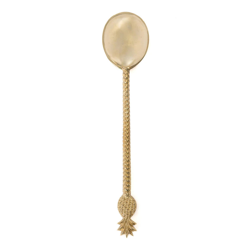 Salatlöffel aus Messing – Ananas-Griff in Gold