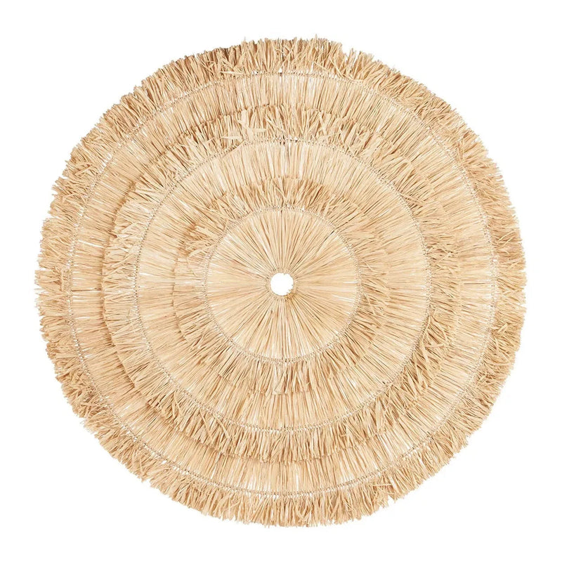 Runde Wanddeko aus Natursisal im Sonnen-Design – Ø110 cm