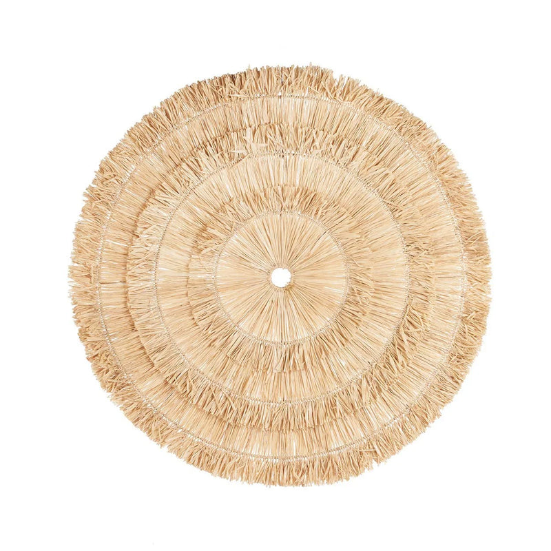 Runde Wanddeko aus Naturfaser-Sisal mit Fransen – Ø85 cm