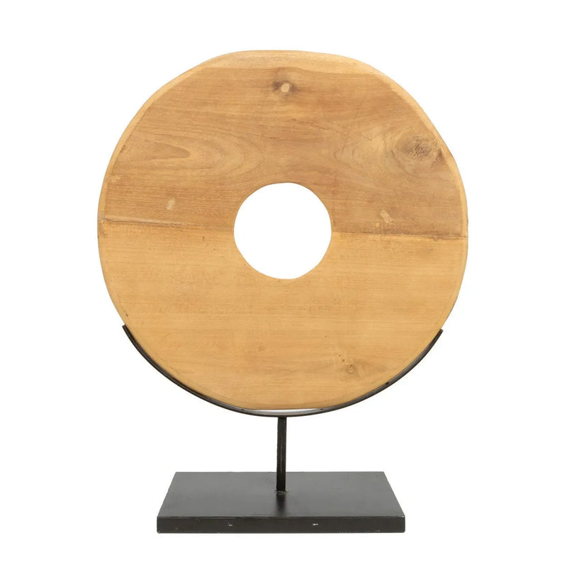 Dekoscheibe aus Teak auf Holzständer H60 cm
