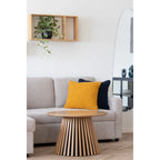 Table basse en bois clair avec base rayonnante cannelée