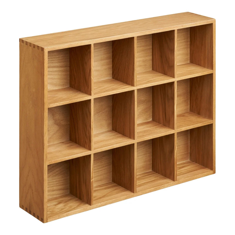 Wandregal aus Eichenholz natur mit 12 Fächern – 39x11x51 cm