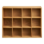 Étagère murale en bois de chêne clair, cube minimaliste à 12 cases
