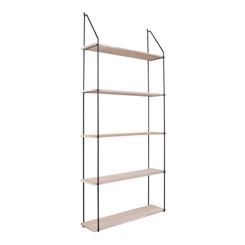 Rechteckiges Wandregal aus Naturholz und schwarzem Metall – 65x17 cm