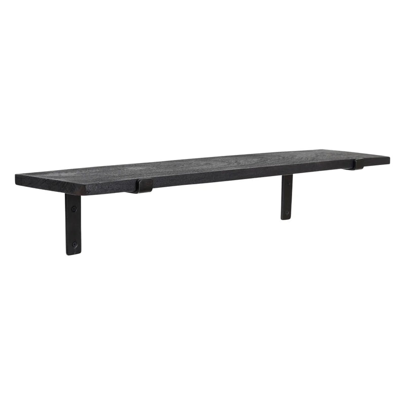 Wandregal aus Holz in Schwarz und Metall im Industrial-Look, eckig – 80x15 cm