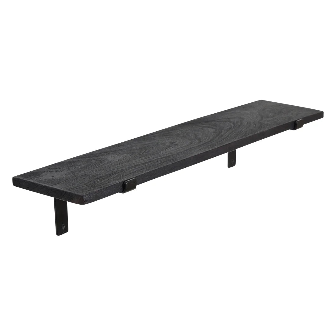 Étagère murale bois noir et métal industriel rectangulaire 80x15 cm