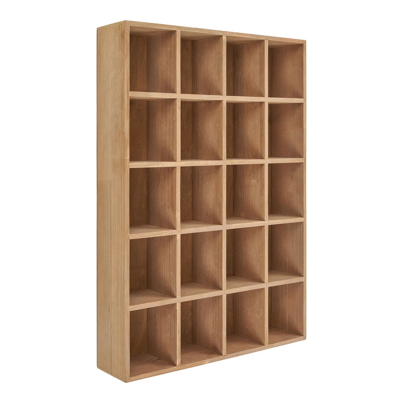 Wandregal aus Kiefernholz Natur mit 9 Fächern – 44x10x63 cm