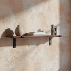 Étagère murale bois recyclé brun foncé avec supports métal noir 80x18 cm