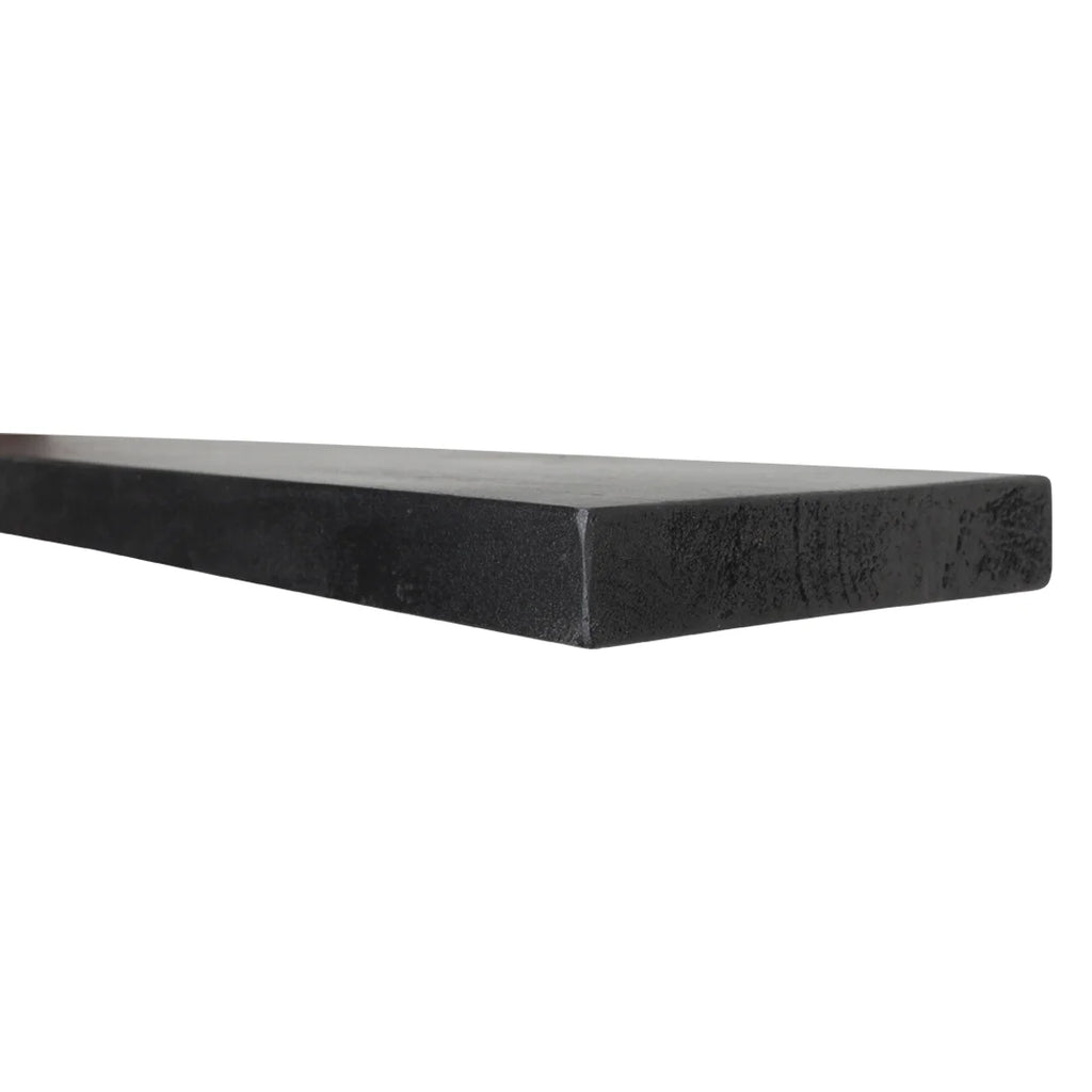 Barre métallique noire rectangulaire mate usée, pour étagère murale flottante 80x18 cm