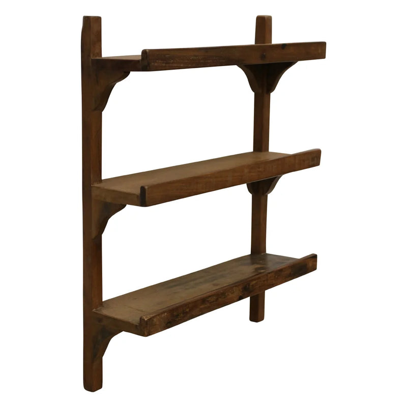 Wandregal im Industrial-Stil aus recyceltem Holz in Braun – 50x16x64 cm