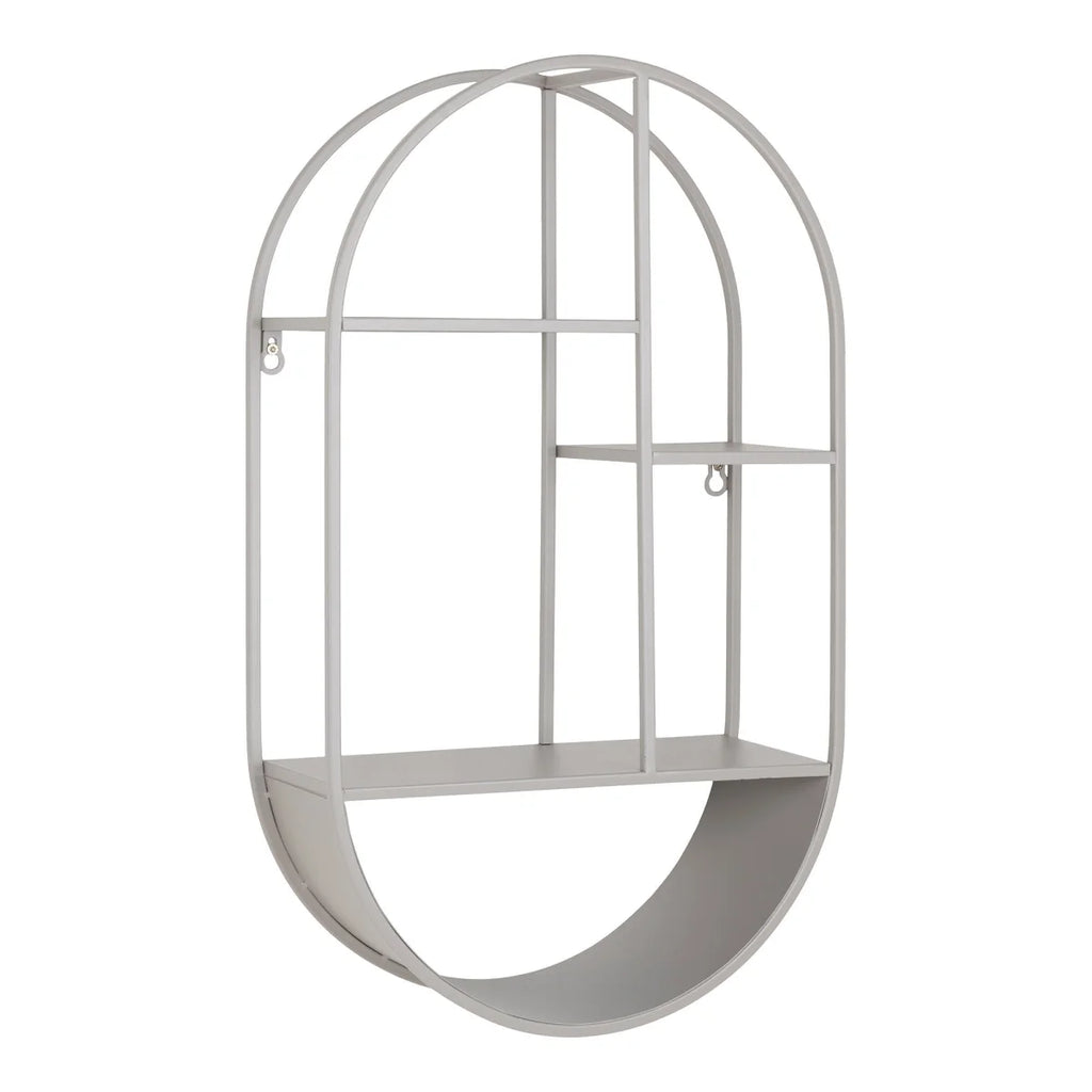 Étagère murale ovale en acier gris 35x15x60 cm à étages