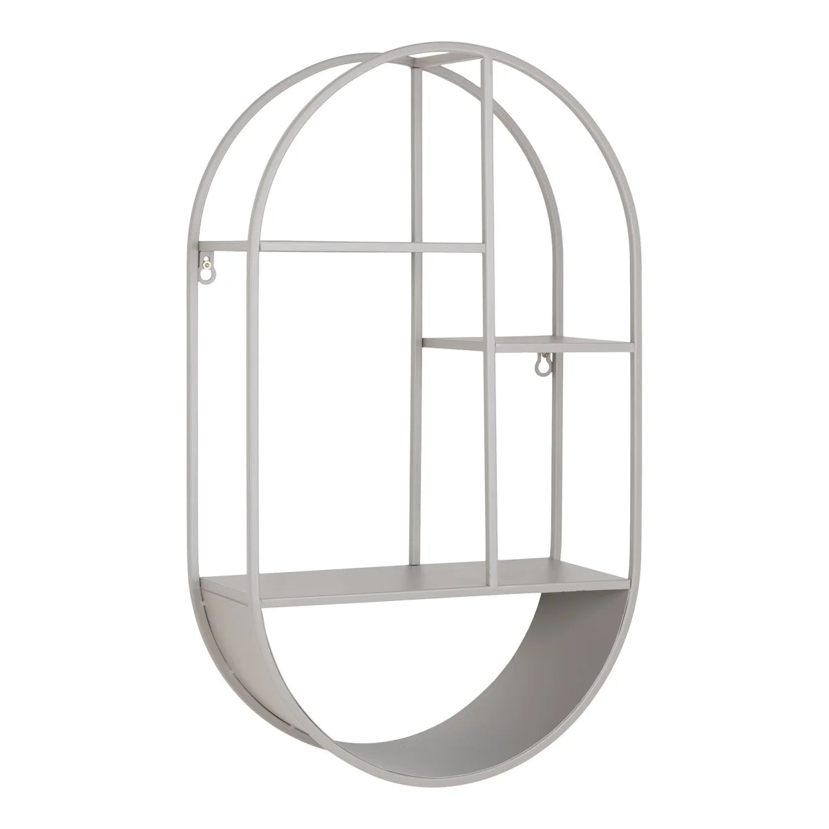 Étagère murale ovale en acier gris 35x15x60 cm à étages