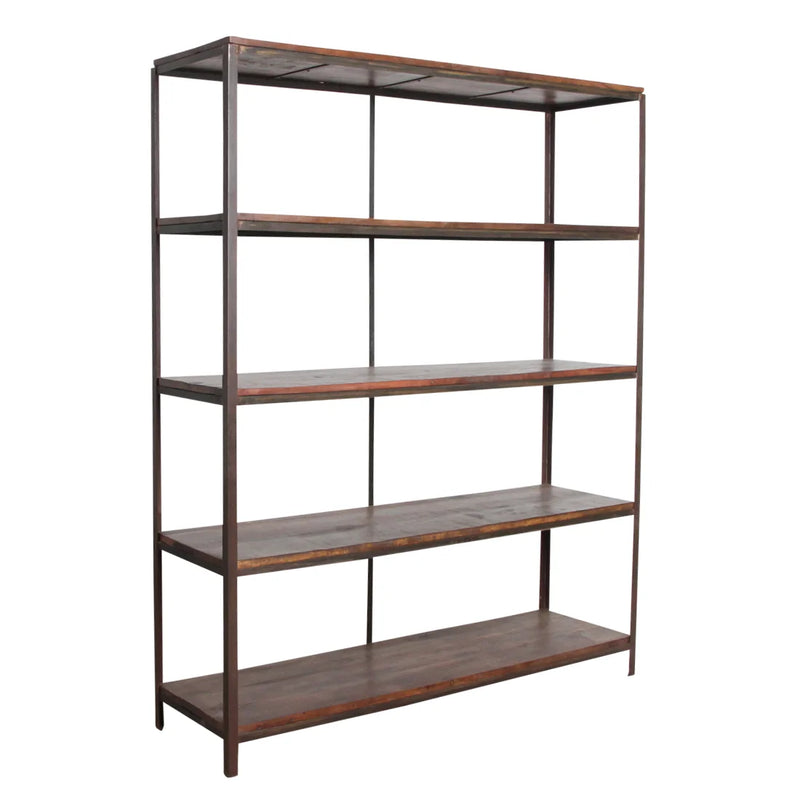 Offenes Regal aus recyceltem Holz und schwarzem Metall für Wohnzimmer oder Büro – 138x42 cm