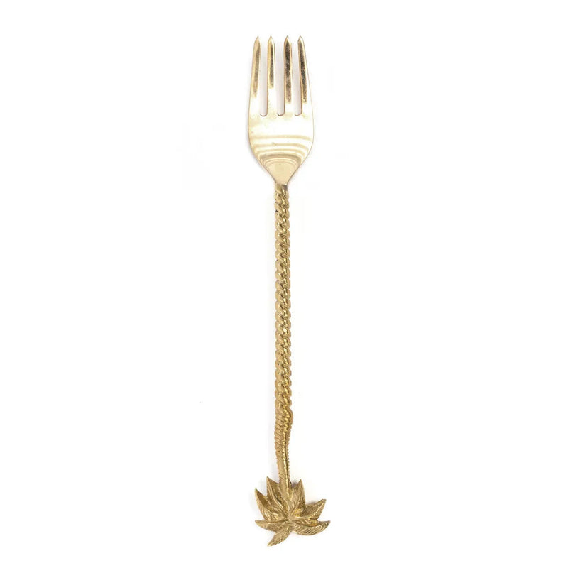 Gabel aus Messing in Gold, Palmenmotiv – 22x3 cm
