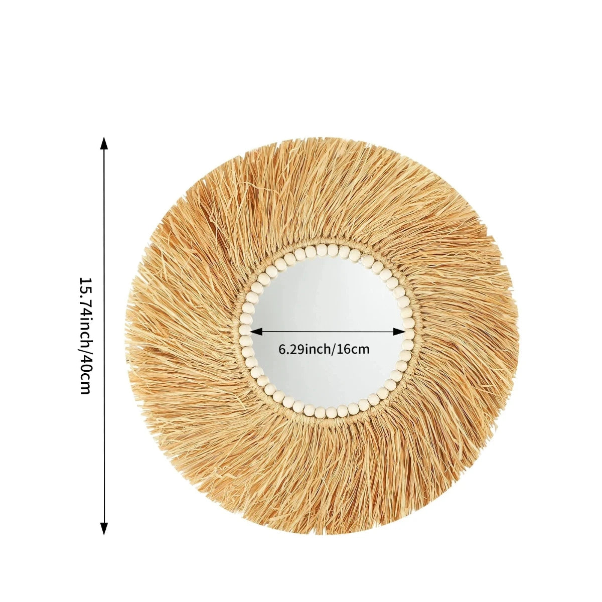 dimensions du grand miroir en raphia