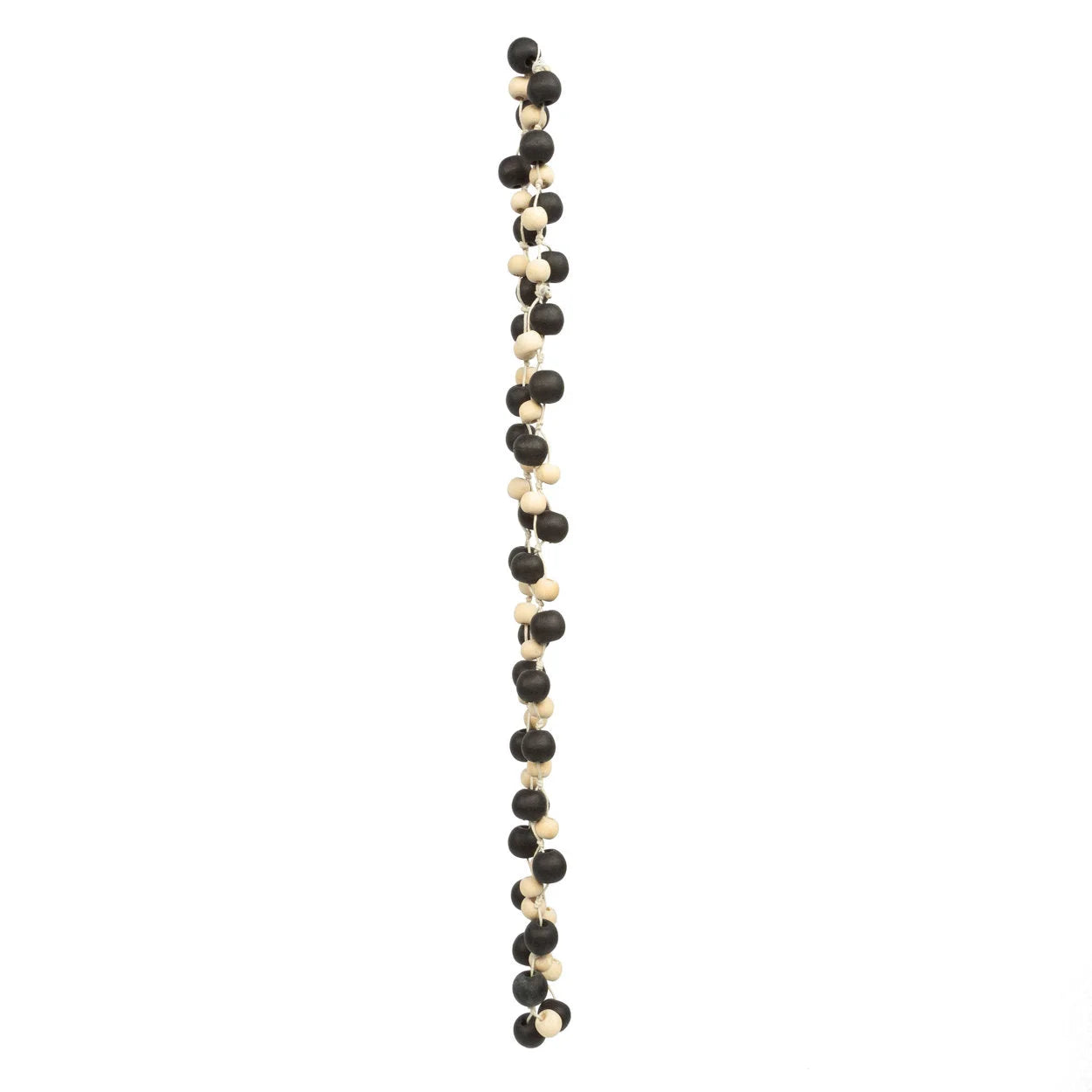 Guirlande murale en perles de bois noir et naturel torsadées