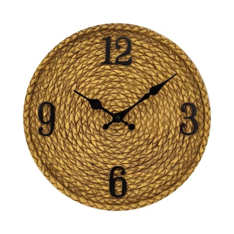 Wanduhr aus geflochtenem Rattan