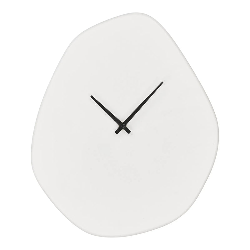 Organische Wanduhr aus Zement in Cremeweiß 28x33 cm
