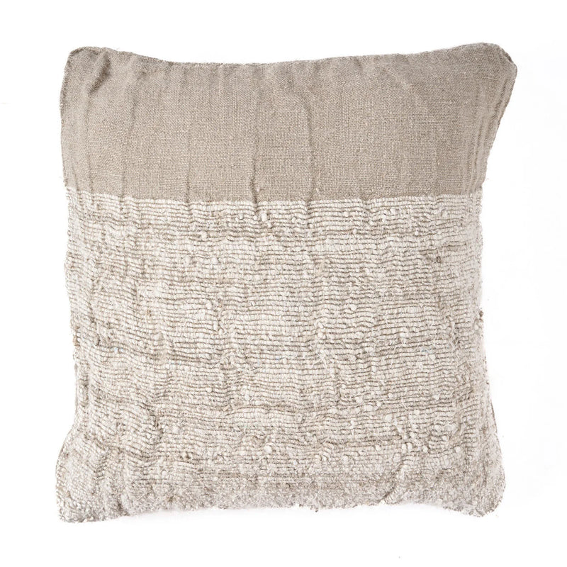 Quadratischer Kissenbezug aus Naturleinen in Beige und Ecru