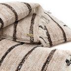 Housse de coussin coton beige à franges - 40x40 cm