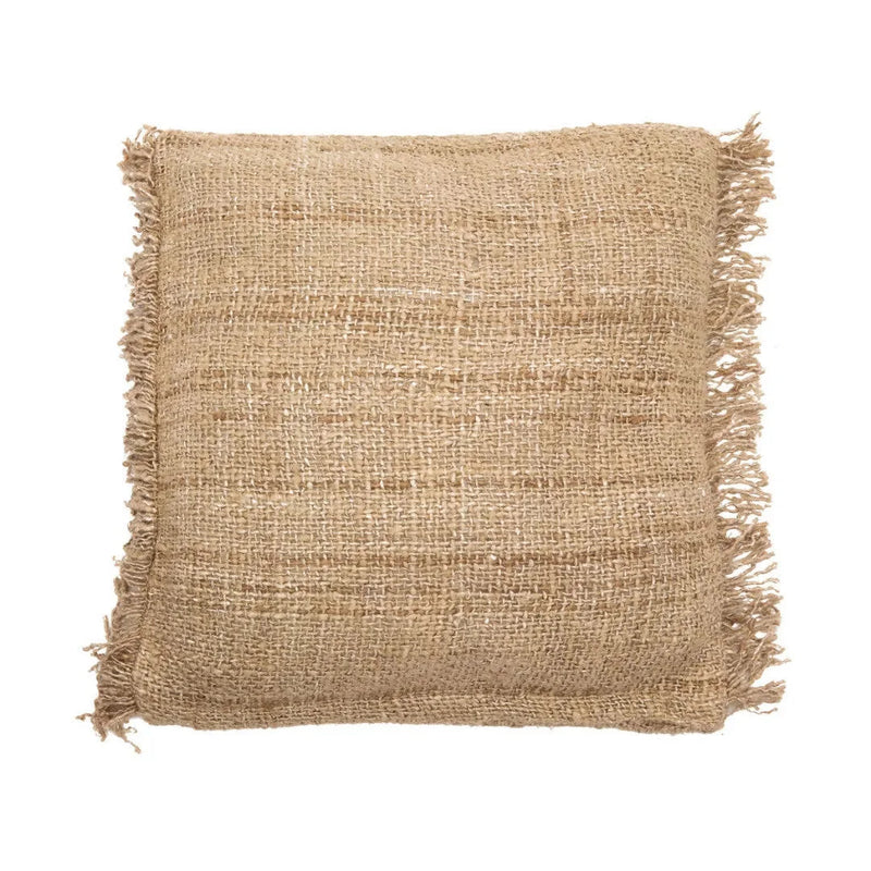 Kissenbezug aus Baumwolle in Beige mit Fransen - 60x60 cm