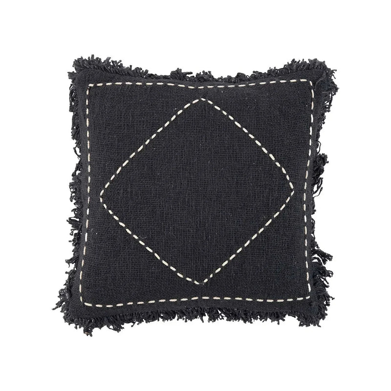 Kissenbezug aus Baumwolle in Schwarz-Weiß mit Rautenmuster - 45x45 cm