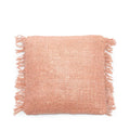 Housse de coussin en coton rose saumon 40x40 cm avec coussin tissé clair et franges