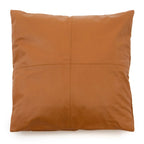 Coussin en cuir camel carré 60x60 cm avec coutures en quadrants