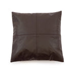 Coussin en cuir marron foncé 40x40 cm avec panneaux cousus pour décoration intérieure